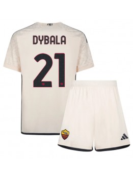 Billige AS Roma Paulo Dybala #21 Bortedraktsett Barn 2023-24 Kortermet (+ Korte bukser)